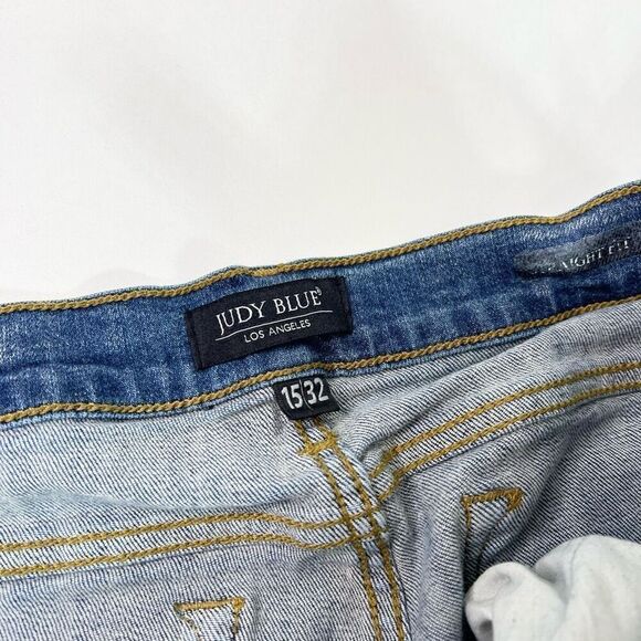 Judy Blue Los Angels Jeans Womens 13/32 Blue Mid-Wash Straight Fit Denim Y2K - Picture 7 of 9